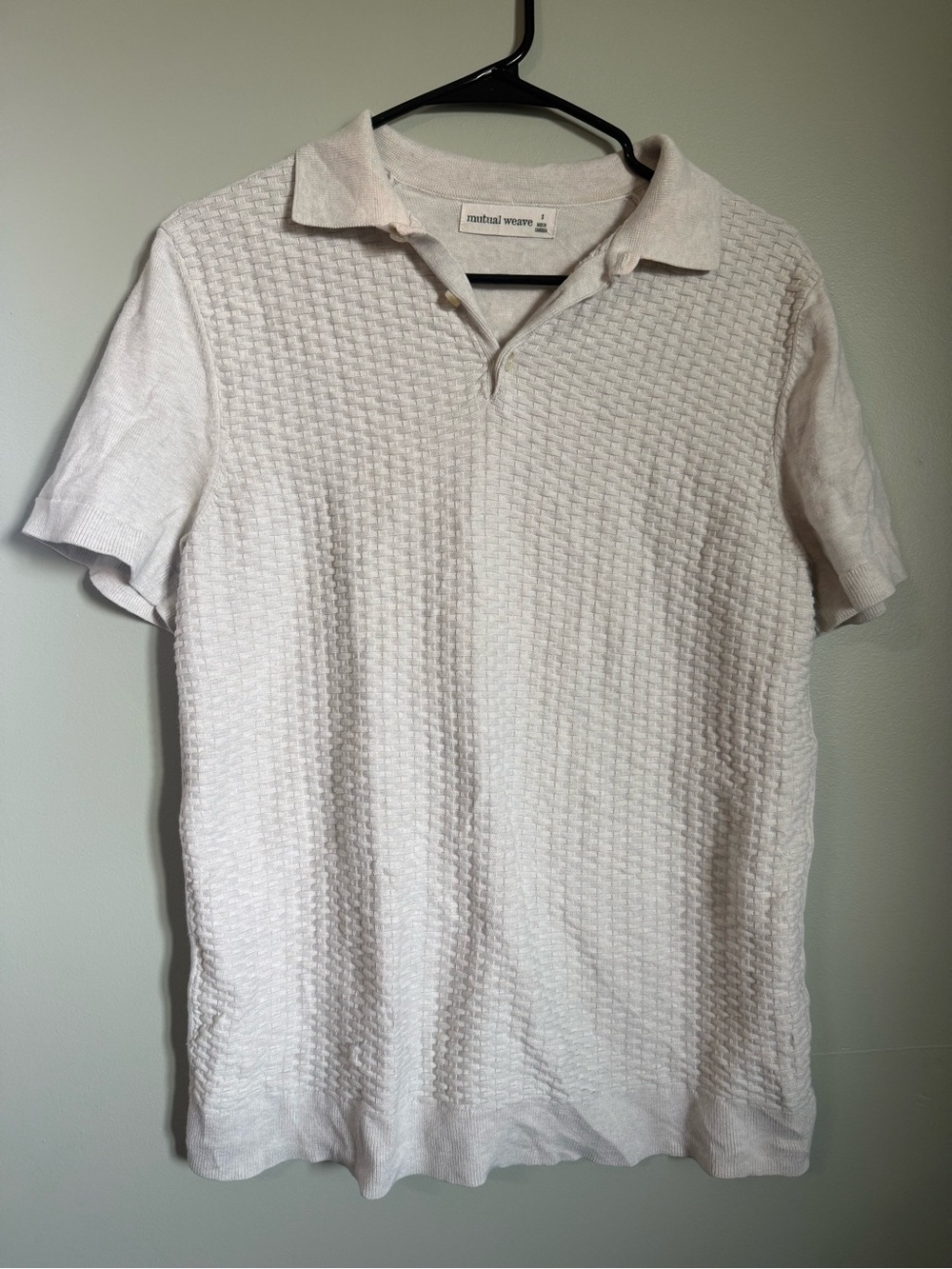 Textured Light Beige Knit Polo by madewell mens